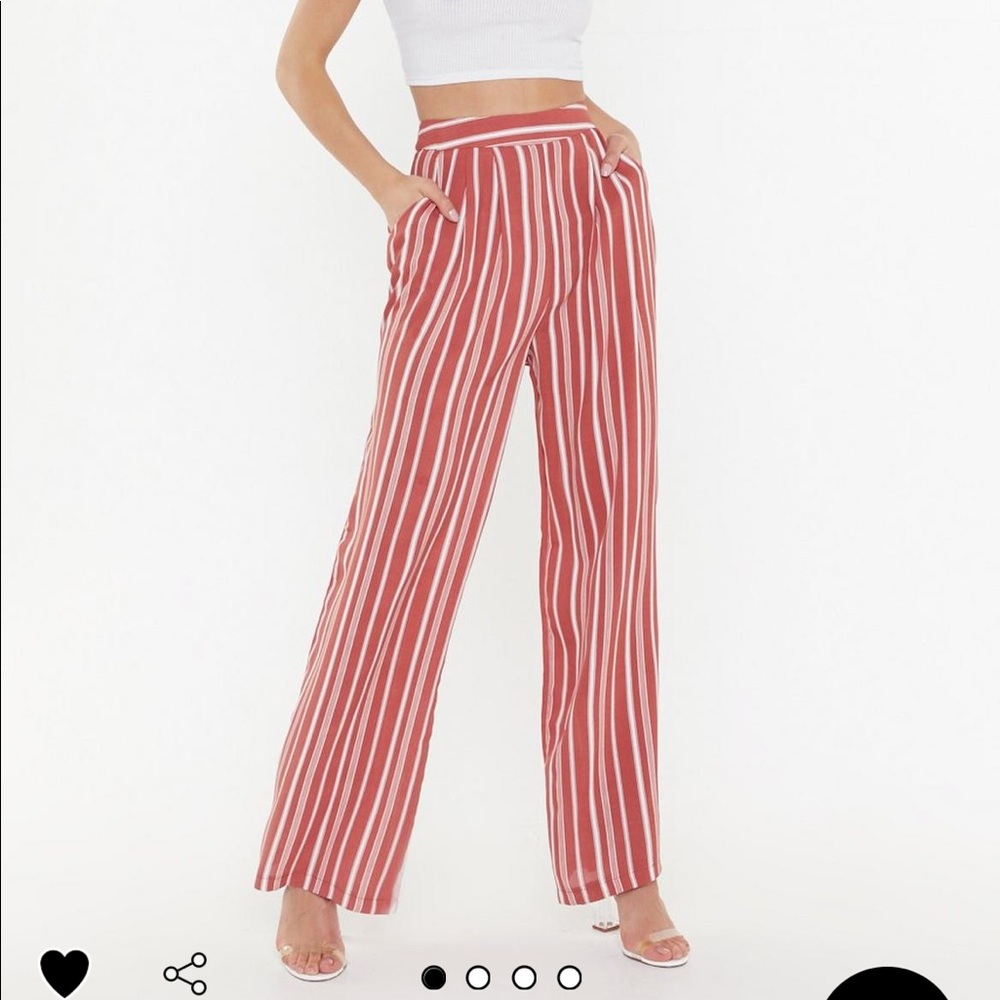 Nasty Gal stripe wide leg pants rose